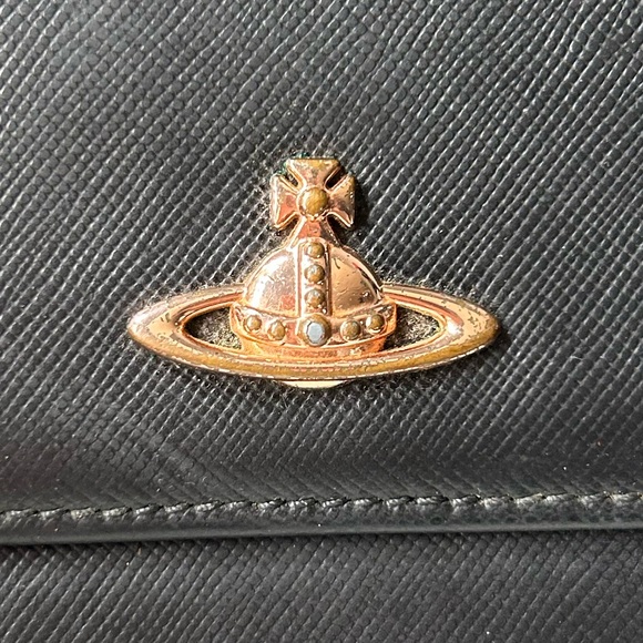 Vivienne Westwood Black Leather Long Wallet w/ Red Interior - Picture 2 of 16